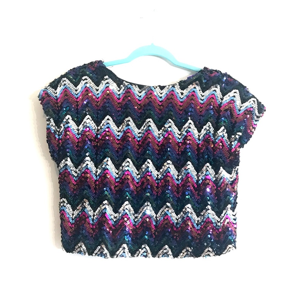Vintage 70s Toni Todd Sequined Crop Top